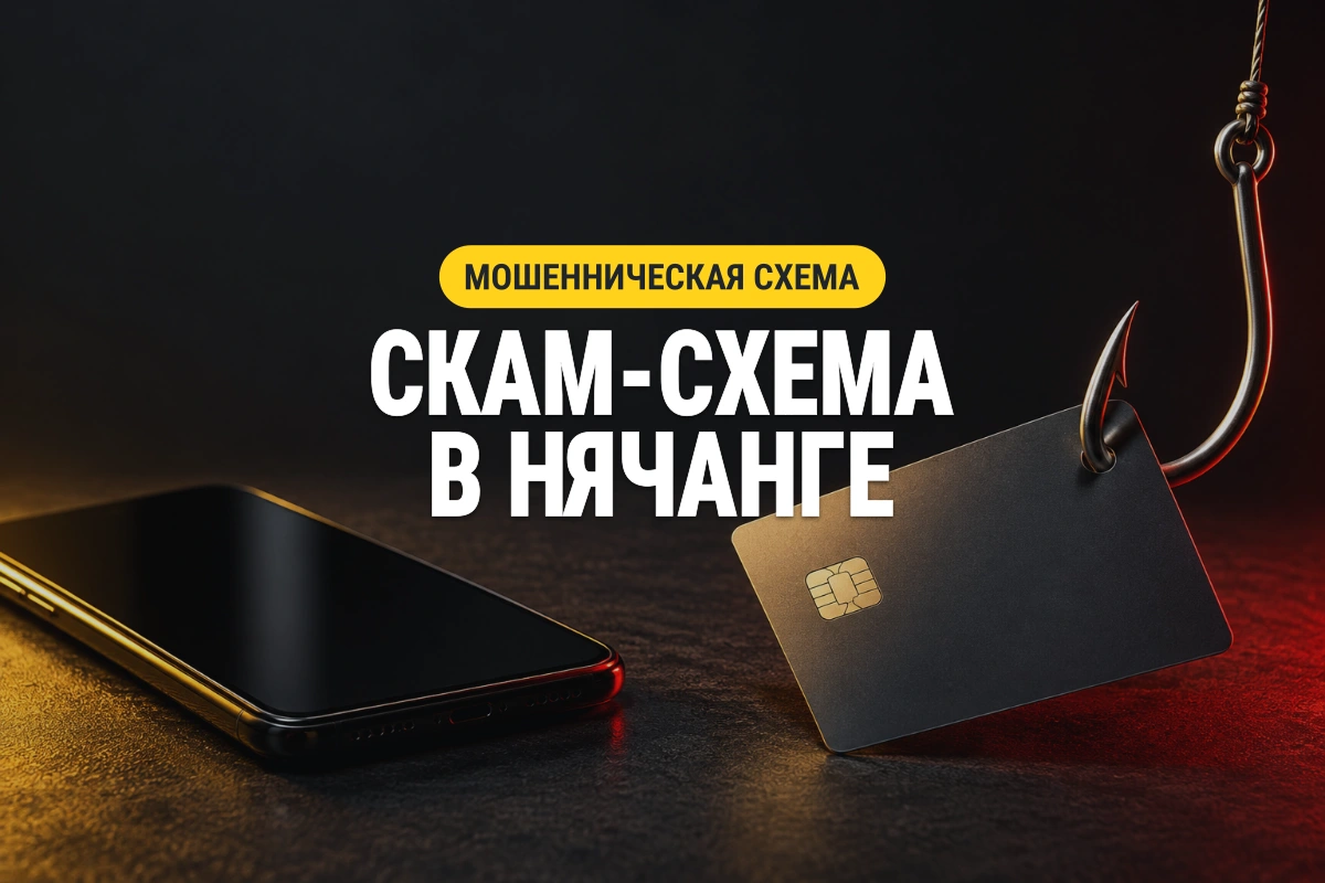 Банковская карта на крючке рядом с телефоном: метафора мошеннической схемы